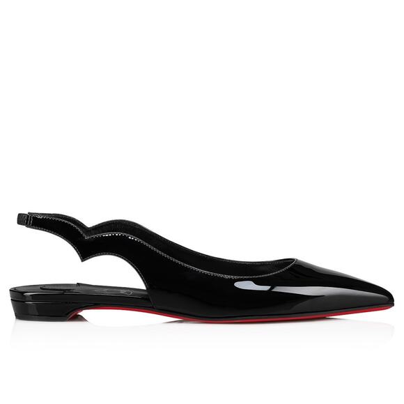 Christian Louboutin Hot Chickita Sling Flat Black Patent Slingback Ballet 38.5 - Picture 3 of 14